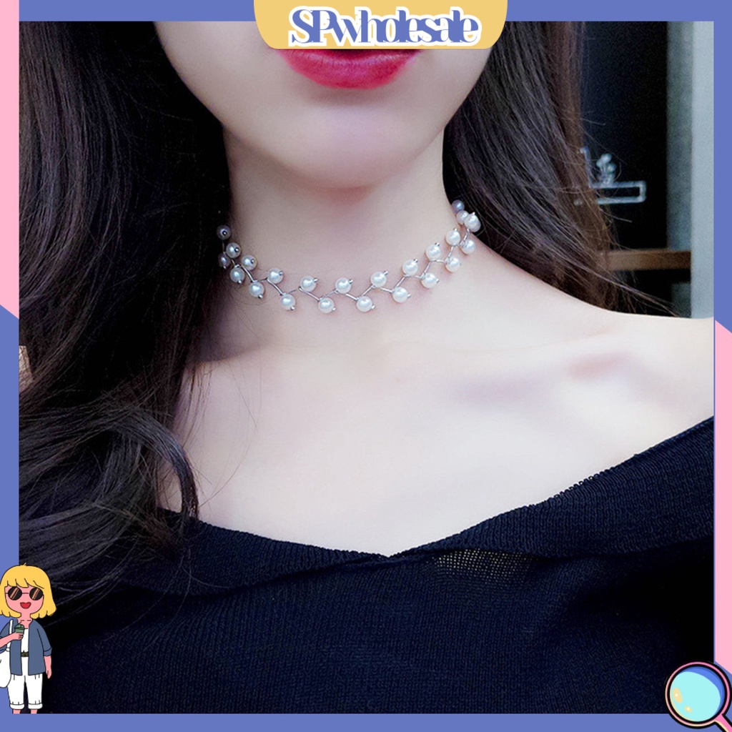 {SPwholesale} Vòng cổ choker đính ngọc trai nhân tạo phong cách thanh lịch thời trang cho bạn gái