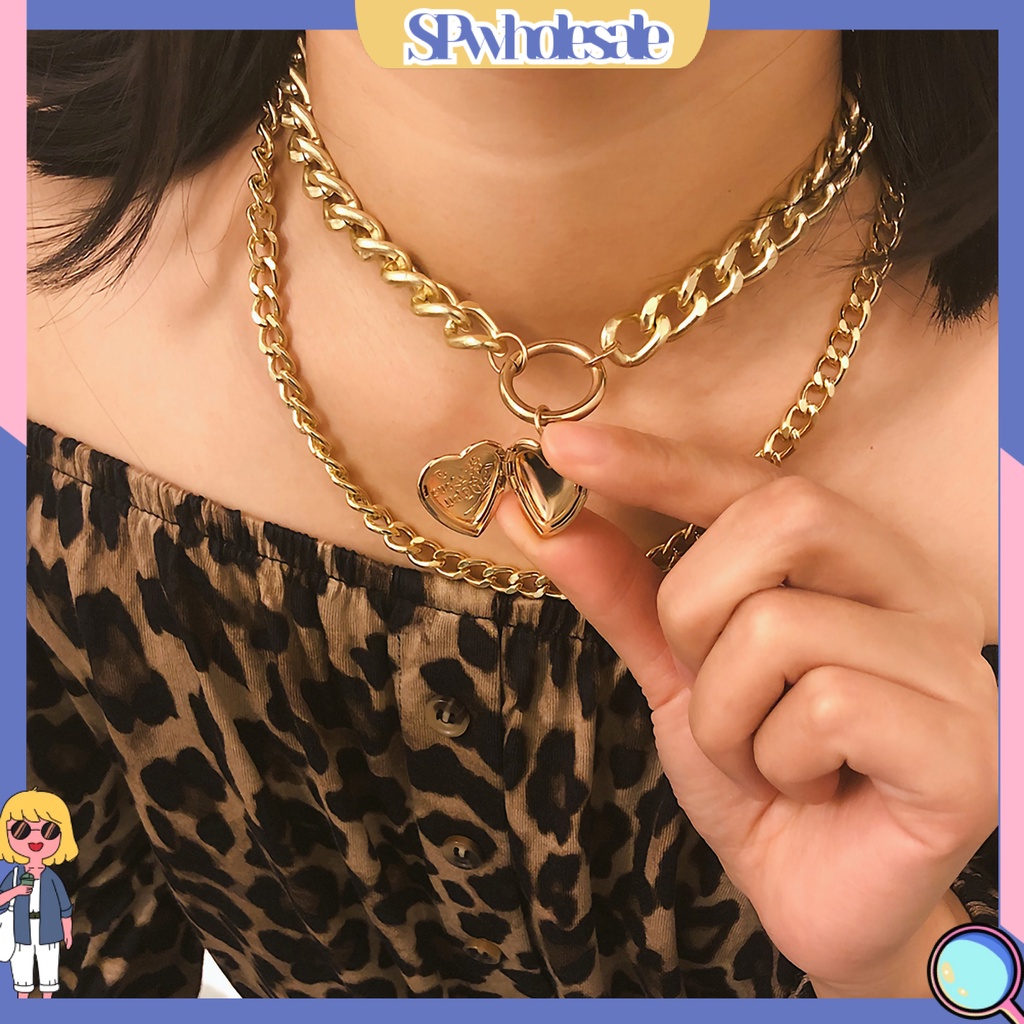 {SPwholesale} Dây chuyền kim loại 2 lớp phối mặt hình trái tim thời trang cá tính cho nữ