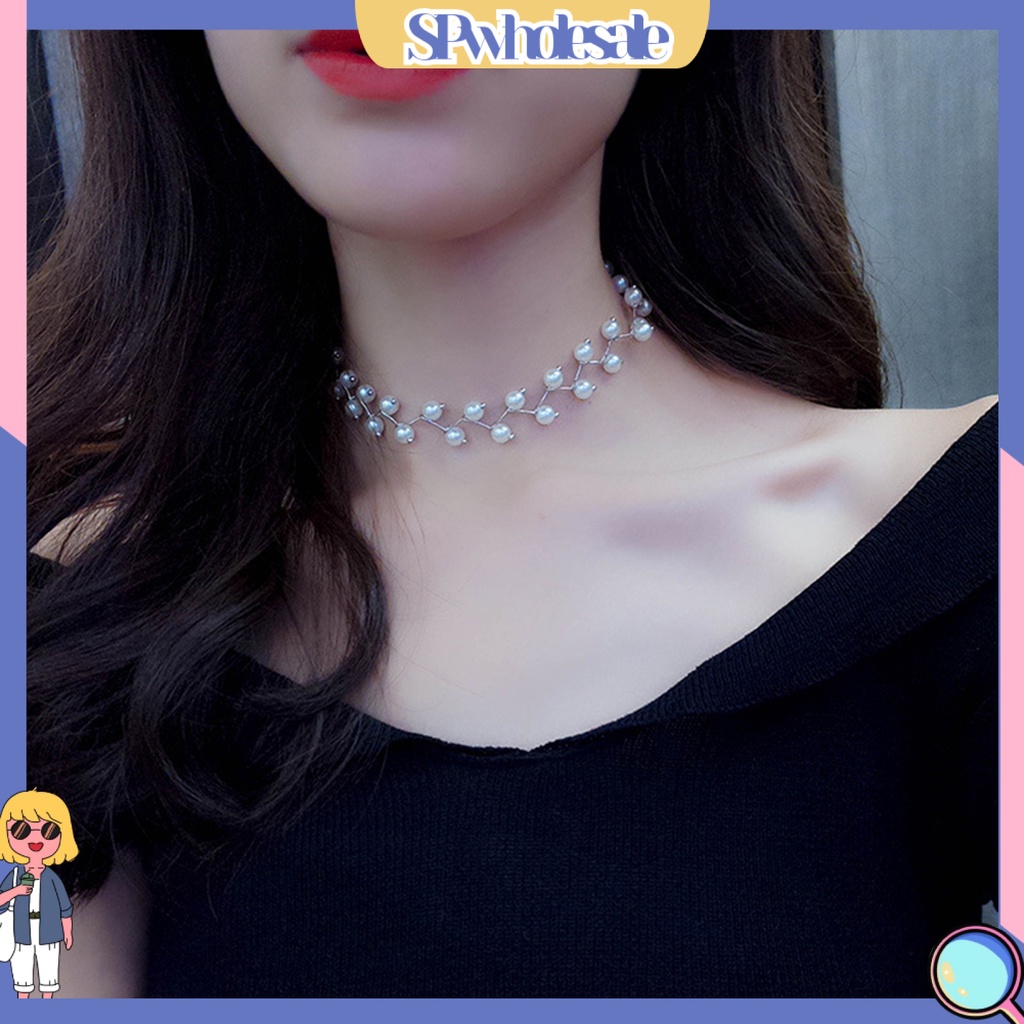{SPwholesale} Vòng cổ choker đính ngọc trai nhân tạo phong cách thanh lịch thời trang cho bạn gái