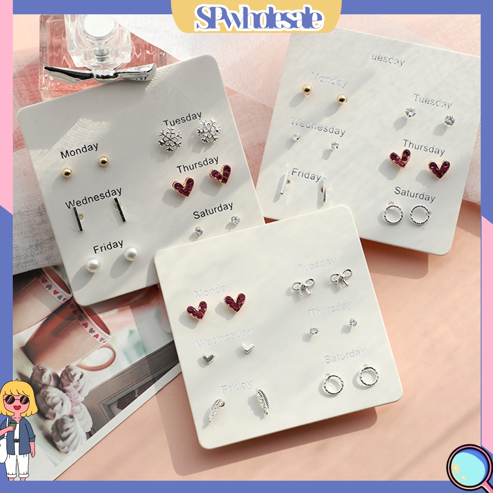 {SPwholesale} Bộ 6 đôi khuyên tai nhiều kiểu dáng thiết kế thời trang