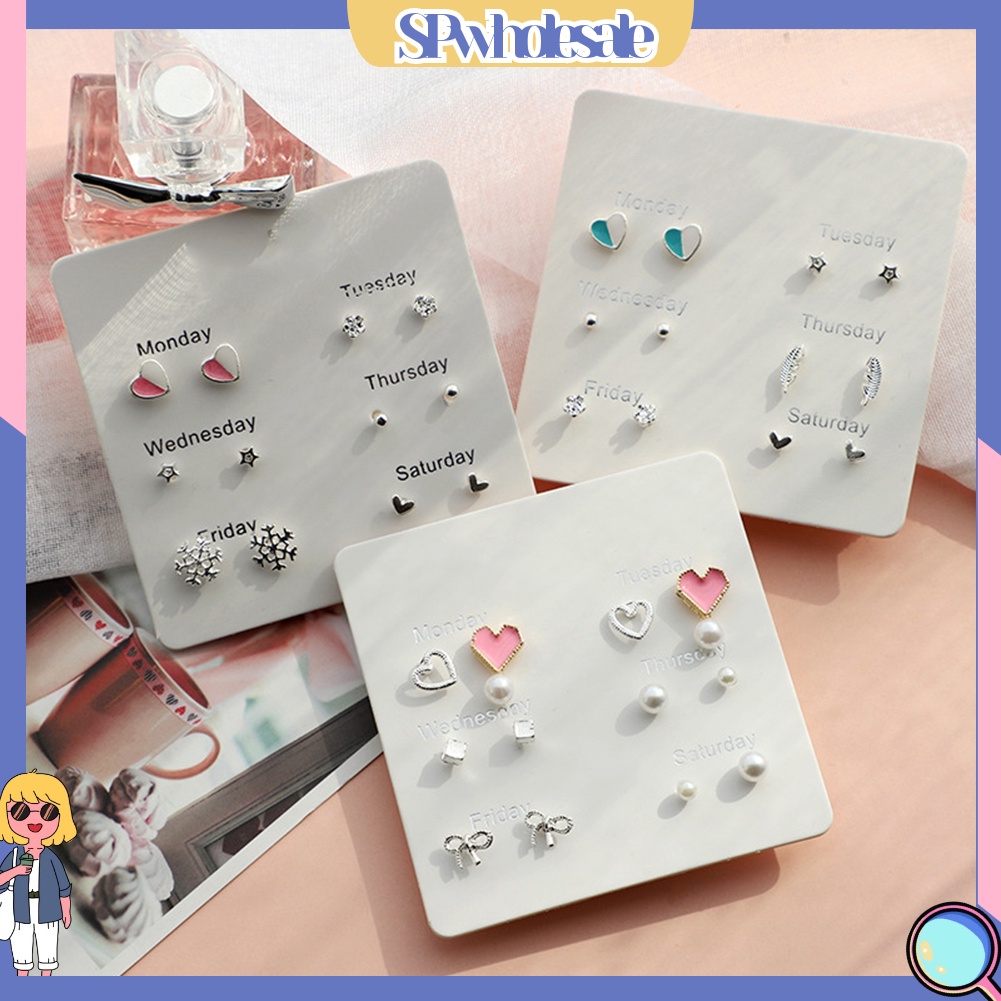 {SPwholesale} Bộ 6 đôi khuyên tai nhiều kiểu dáng thiết kế thời trang