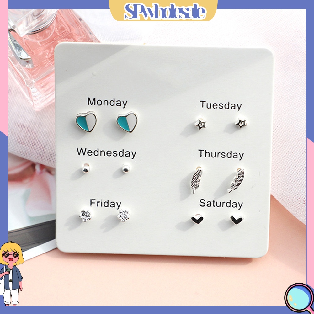 {SPwholesale} Bộ 6 đôi khuyên tai nhiều kiểu dáng thiết kế thời trang