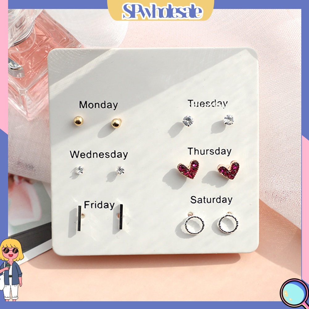 {SPwholesale} Bộ 6 đôi khuyên tai nhiều kiểu dáng thiết kế thời trang