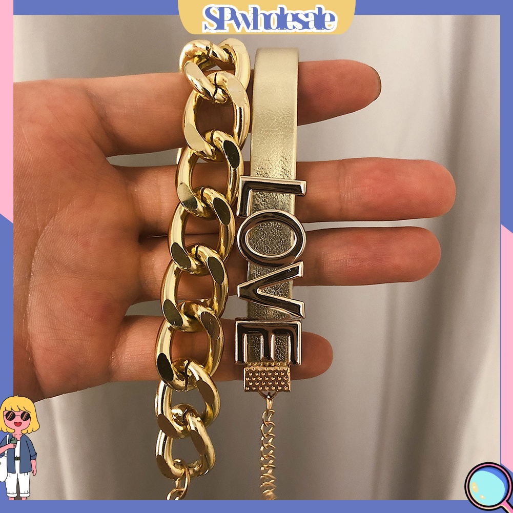 {SPwholesale} Set 2 dây chuyền dạng xích và dạng gắn chữ cho phái nữ