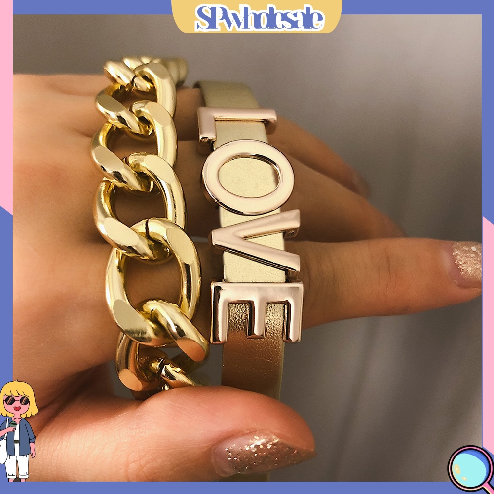 {SPwholesale} Set 2 dây chuyền dạng xích và dạng gắn chữ cho phái nữ