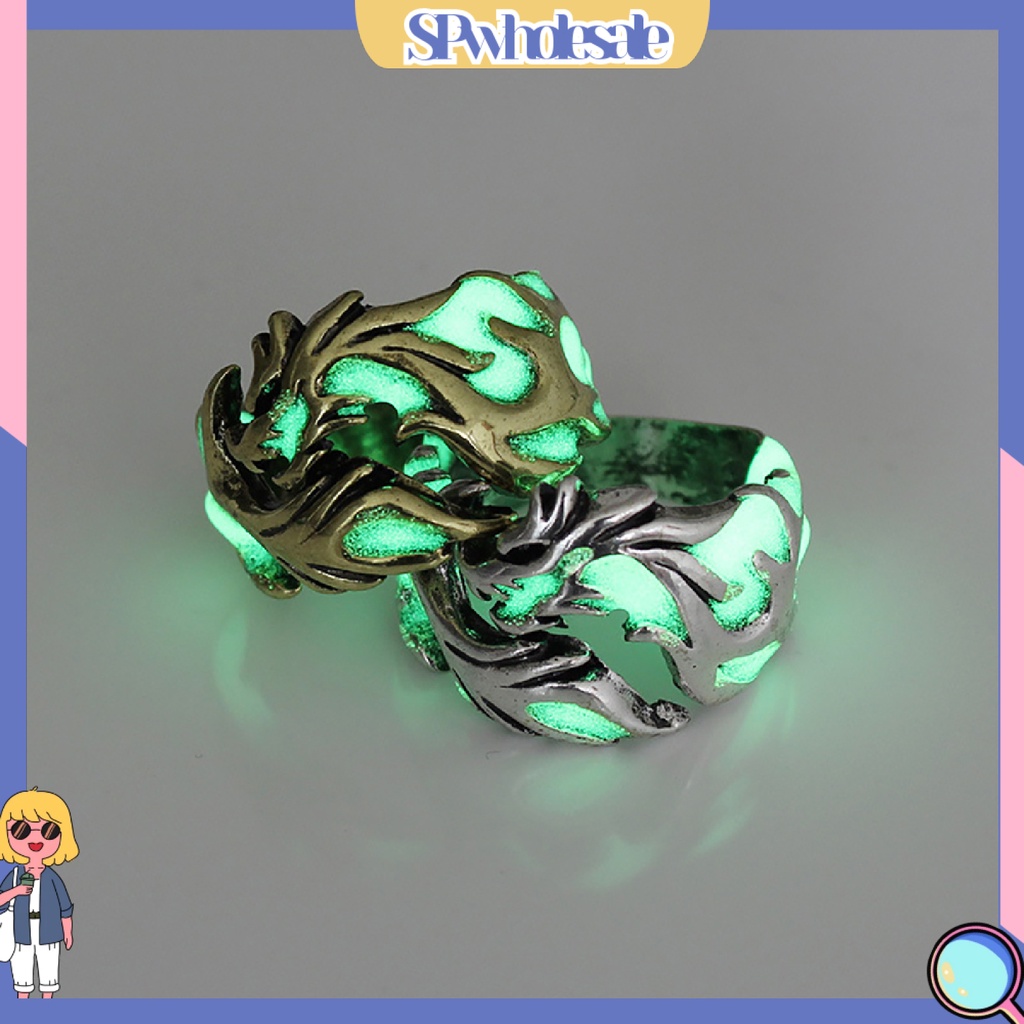 SPwholesale| Nhẫn họa tiết rồng phát sáng dạ quang cho nam