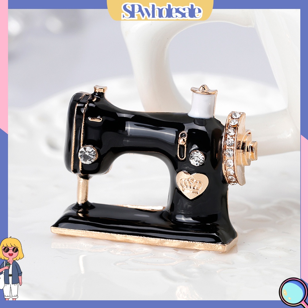 {SPwholesale} Ghim cài áo tạo hình máy may đính đá dễ thương