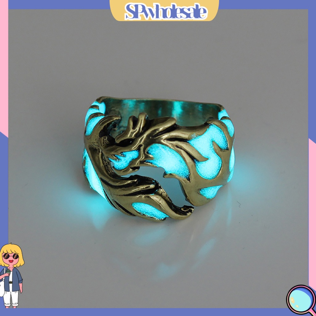 SPwholesale| Nhẫn họa tiết rồng phát sáng dạ quang cho nam