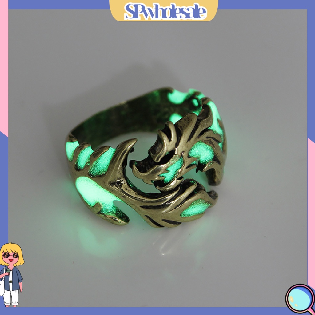 SPwholesale| Nhẫn họa tiết rồng phát sáng dạ quang cho nam