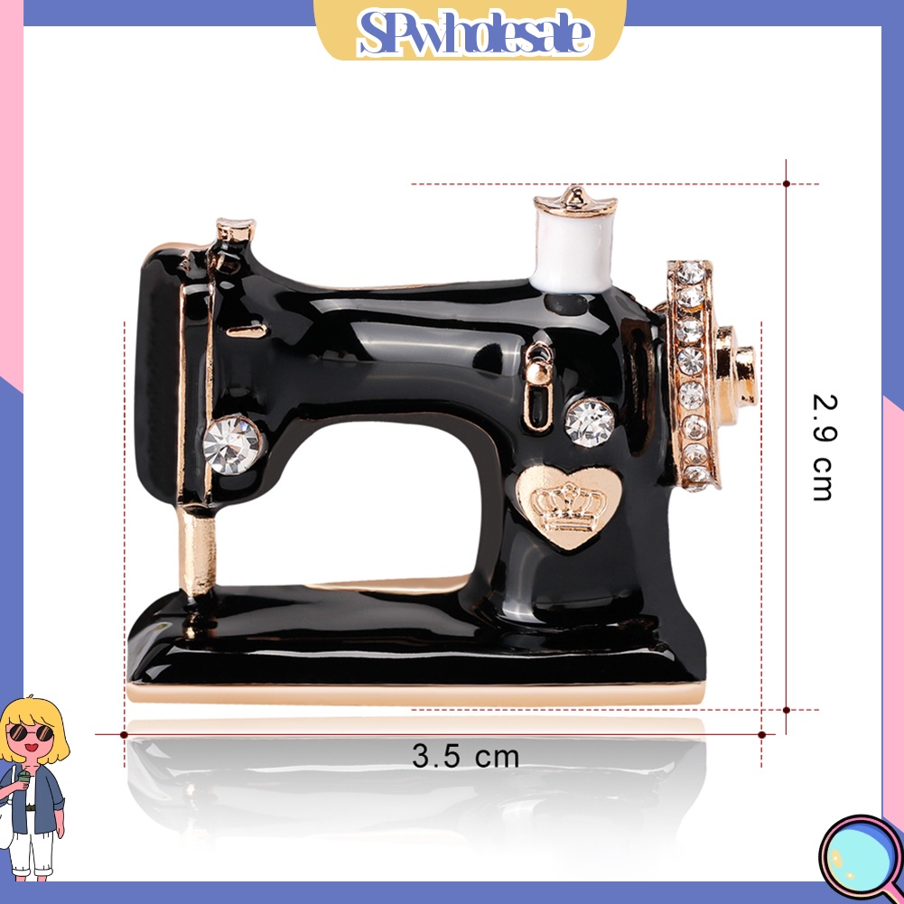 {SPwholesale} Ghim cài áo tạo hình máy may đính đá dễ thương