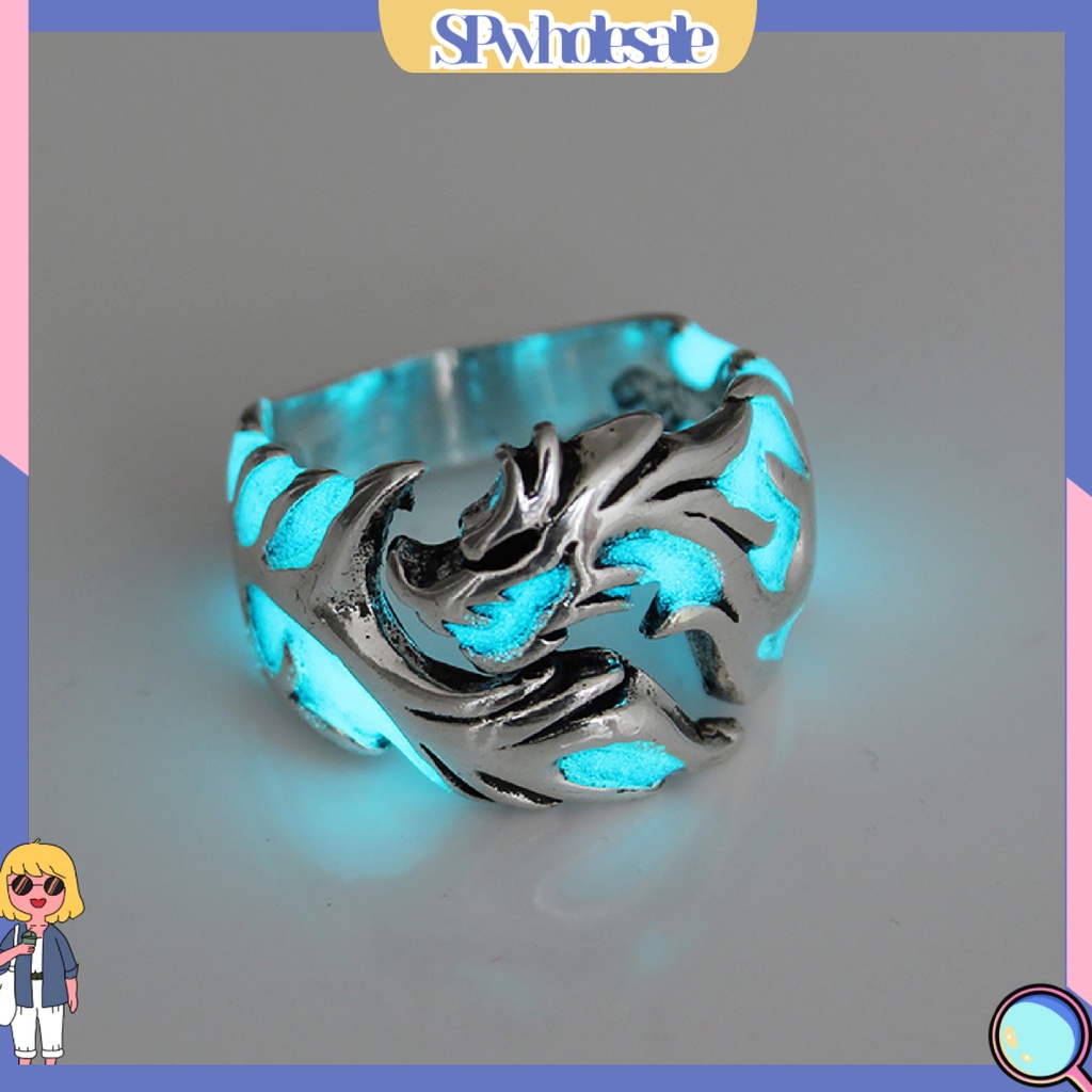 SPwholesale| Nhẫn họa tiết rồng phát sáng dạ quang cho nam