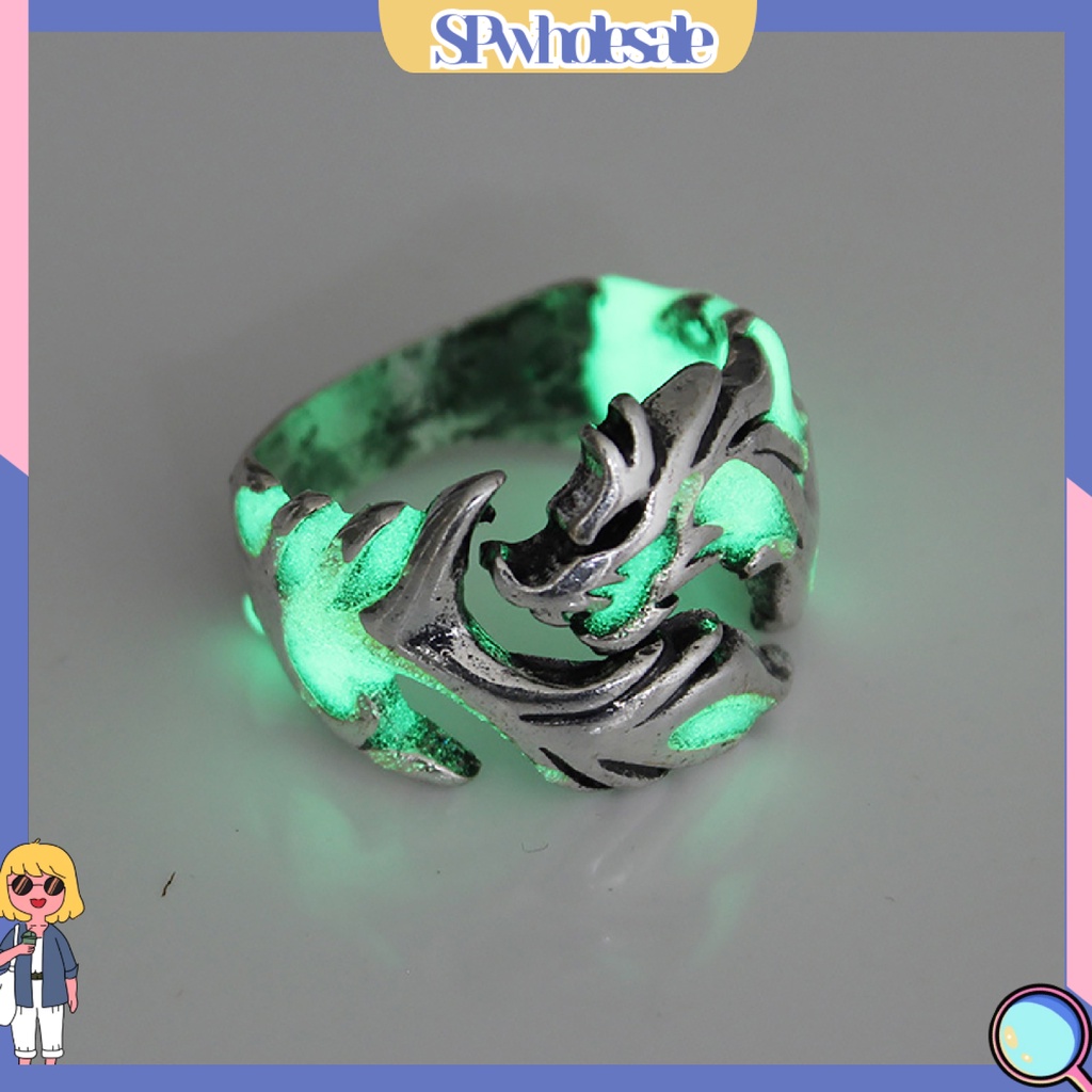 SPwholesale| Nhẫn họa tiết rồng phát sáng dạ quang cho nam