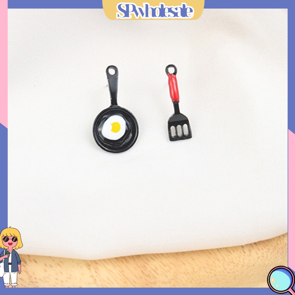 {SPwholesale} Đôi bông tai vui nhộn hình chảo chiên trứng và dụng cụ xào nấu