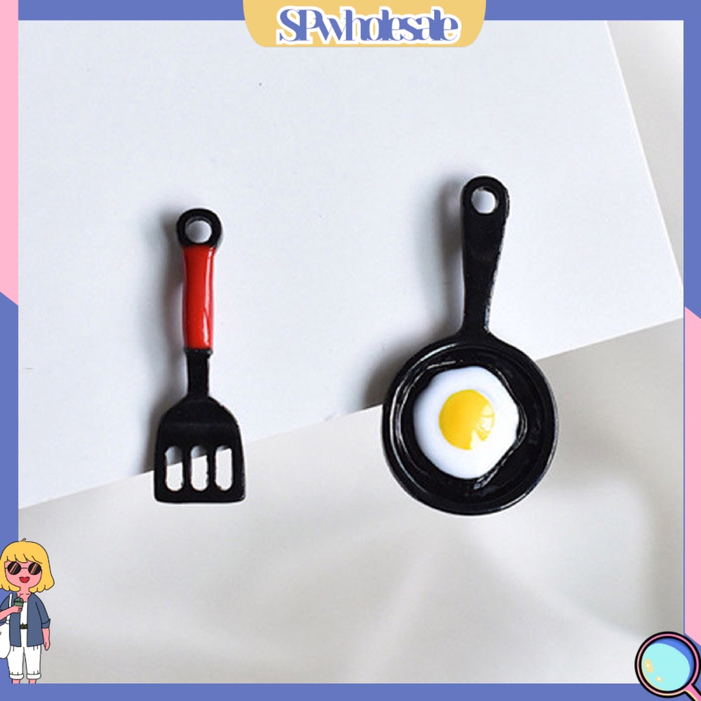 {SPwholesale} Đôi bông tai vui nhộn hình chảo chiên trứng và dụng cụ xào nấu
