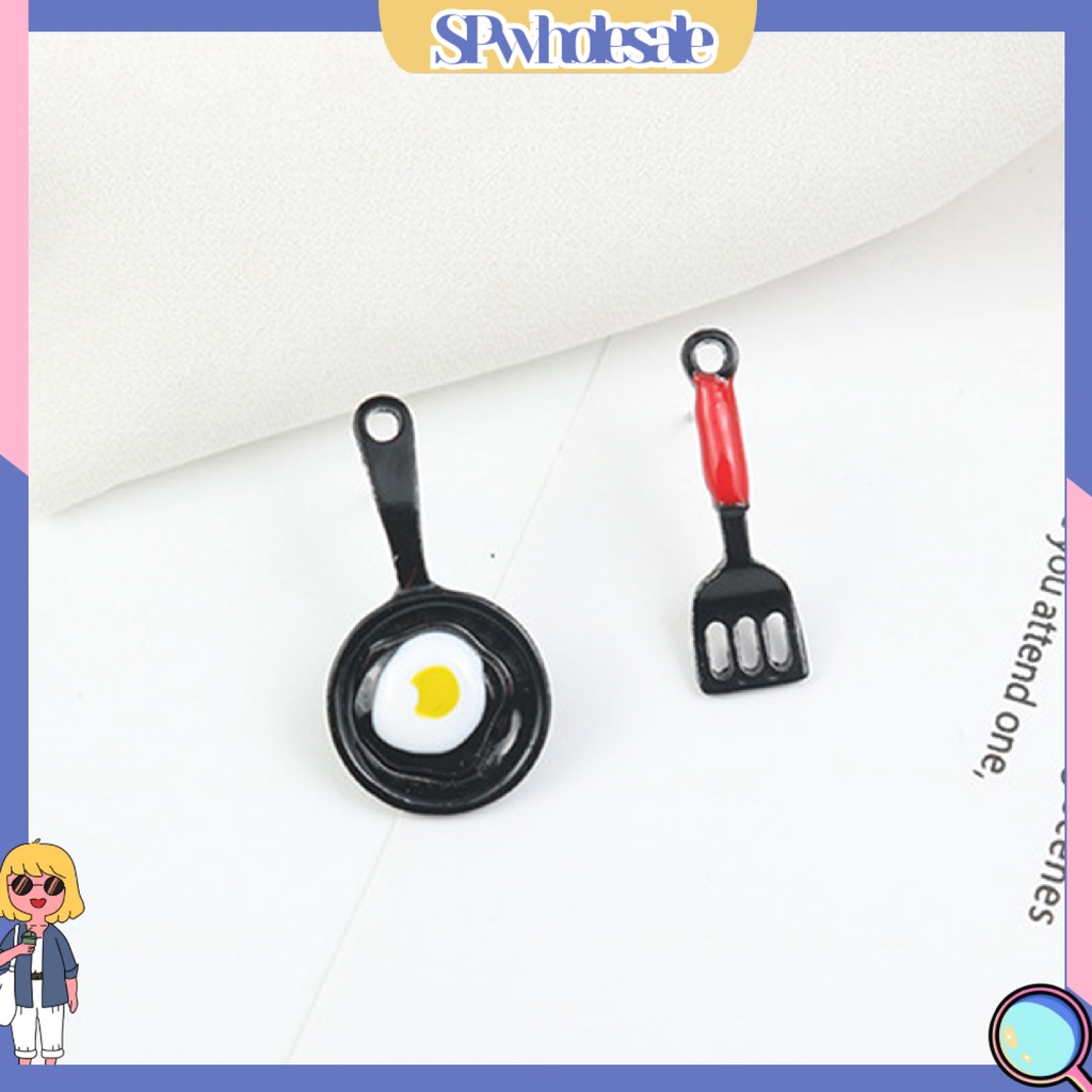 {SPwholesale} Đôi bông tai vui nhộn hình chảo chiên trứng và dụng cụ xào nấu