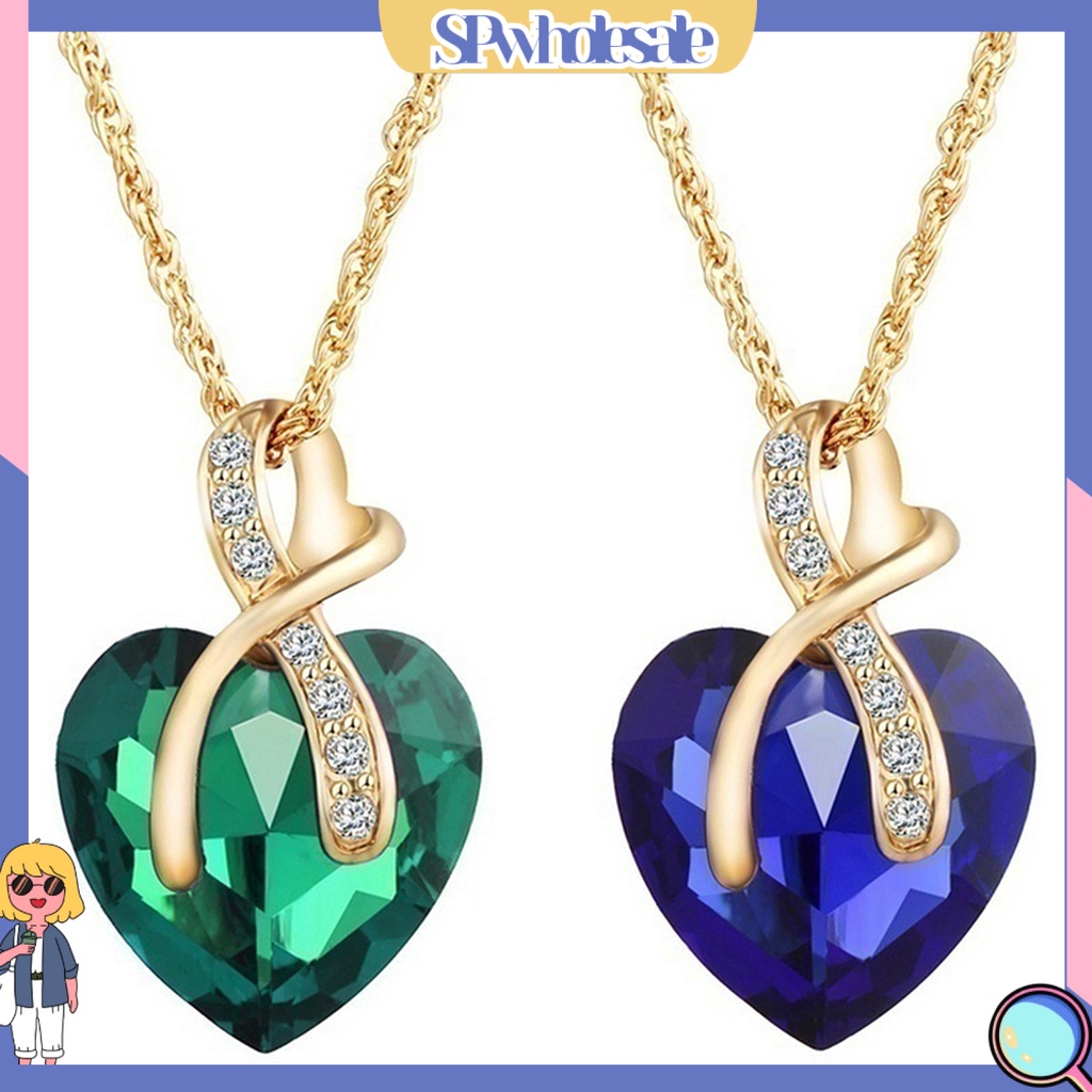 {SPwholesale} Bộ dây chuyền và khuyên tai đính đá zircon thời trang thanh lịch sang trọng cho nữ