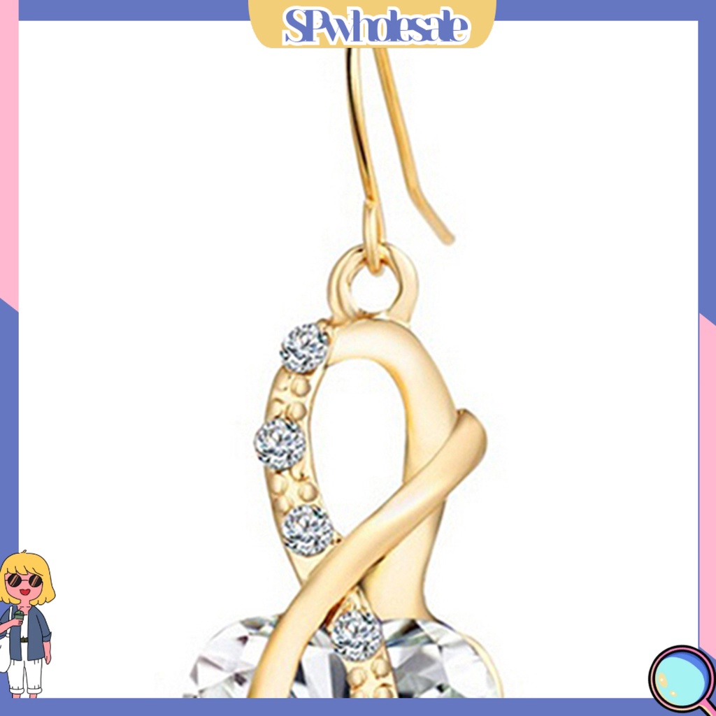 {SPwholesale} Bộ dây chuyền và khuyên tai đính đá zircon thời trang thanh lịch sang trọng cho nữ