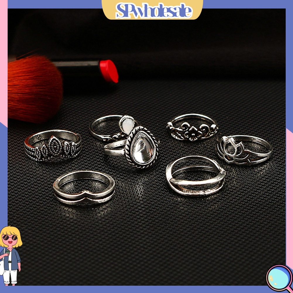 {SPwholesale} Set 7 nhẫn đeo khớp ngón tay phong cách vintage cho nữ