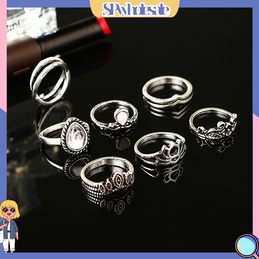 {SPwholesale} Set 7 nhẫn đeo khớp ngón tay phong cách vintage cho nữ