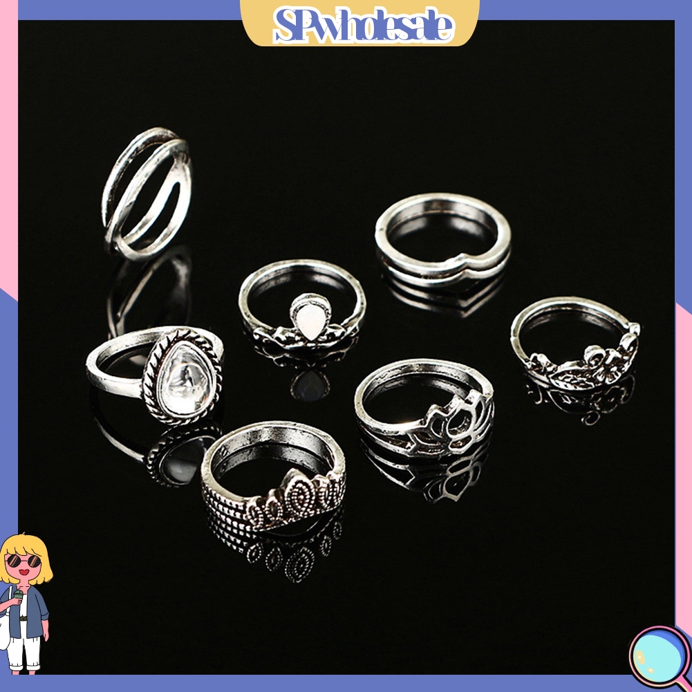 {SPwholesale} Set 7 nhẫn đeo khớp ngón tay phong cách vintage cho nữ