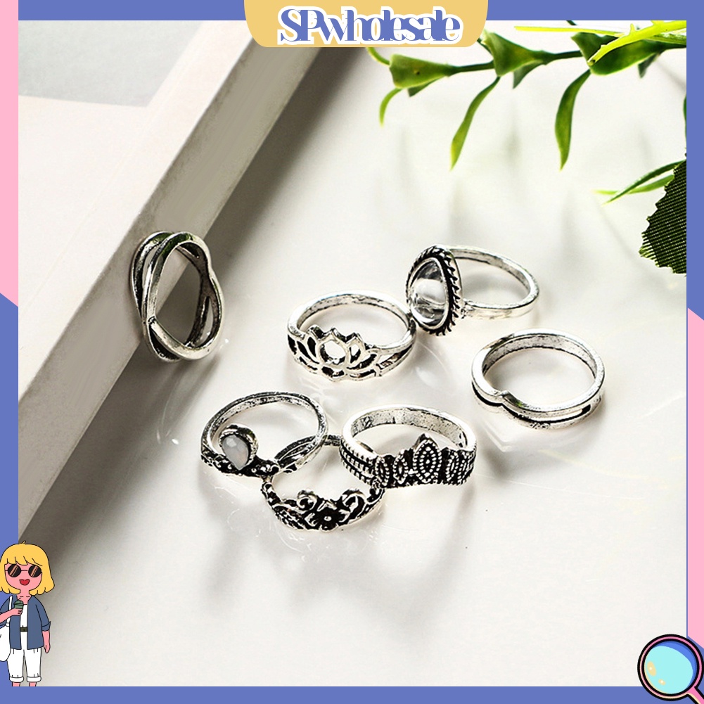 {SPwholesale} Set 7 nhẫn đeo khớp ngón tay phong cách vintage cho nữ