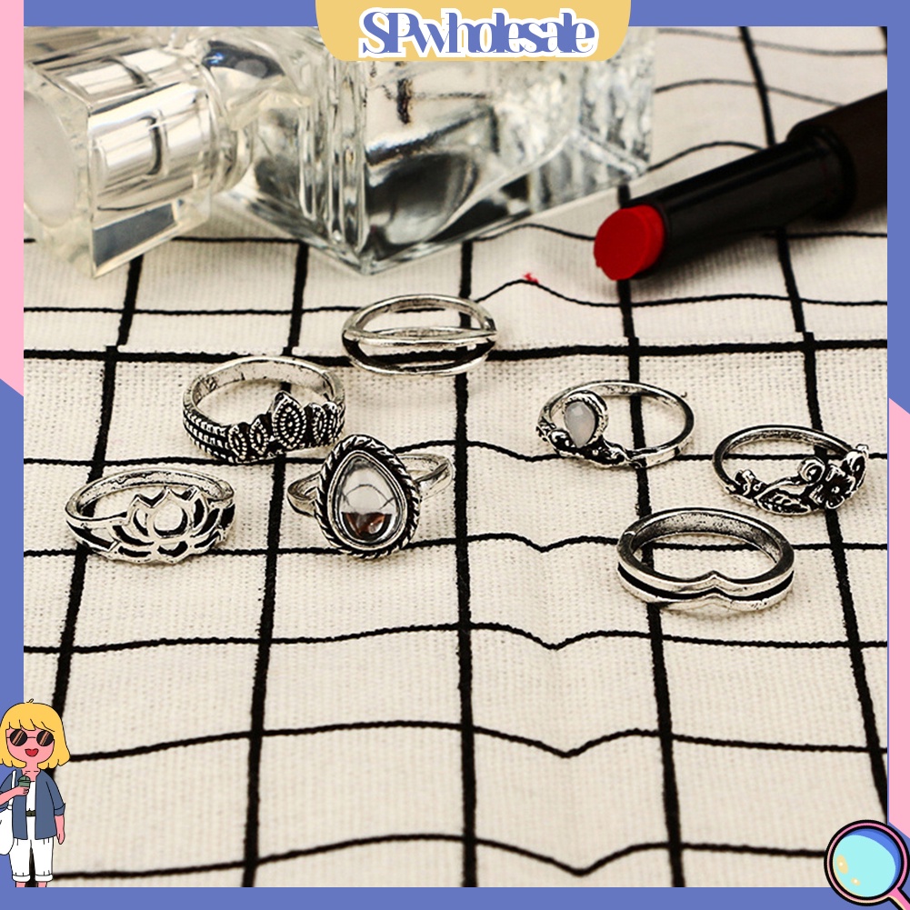 {SPwholesale} Set 7 nhẫn đeo khớp ngón tay phong cách vintage cho nữ