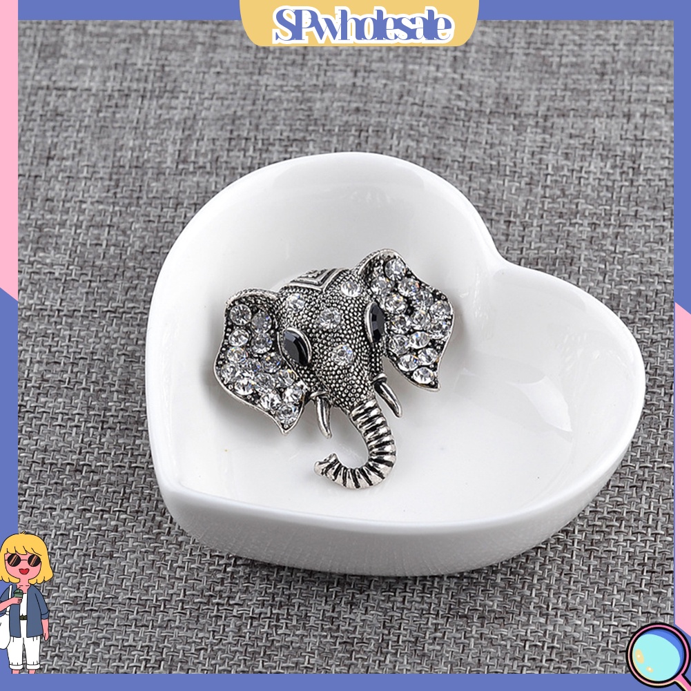 {SPwholesale} Ghim cài áo thiết kế hình đầu voi đính kim cương giả tinh tế