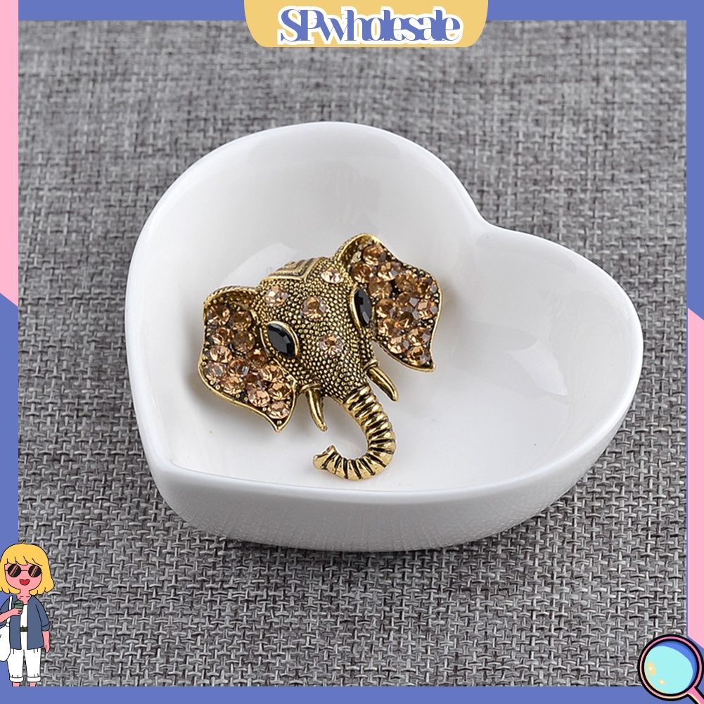 {SPwholesale} Ghim cài áo thiết kế hình đầu voi đính kim cương giả tinh tế