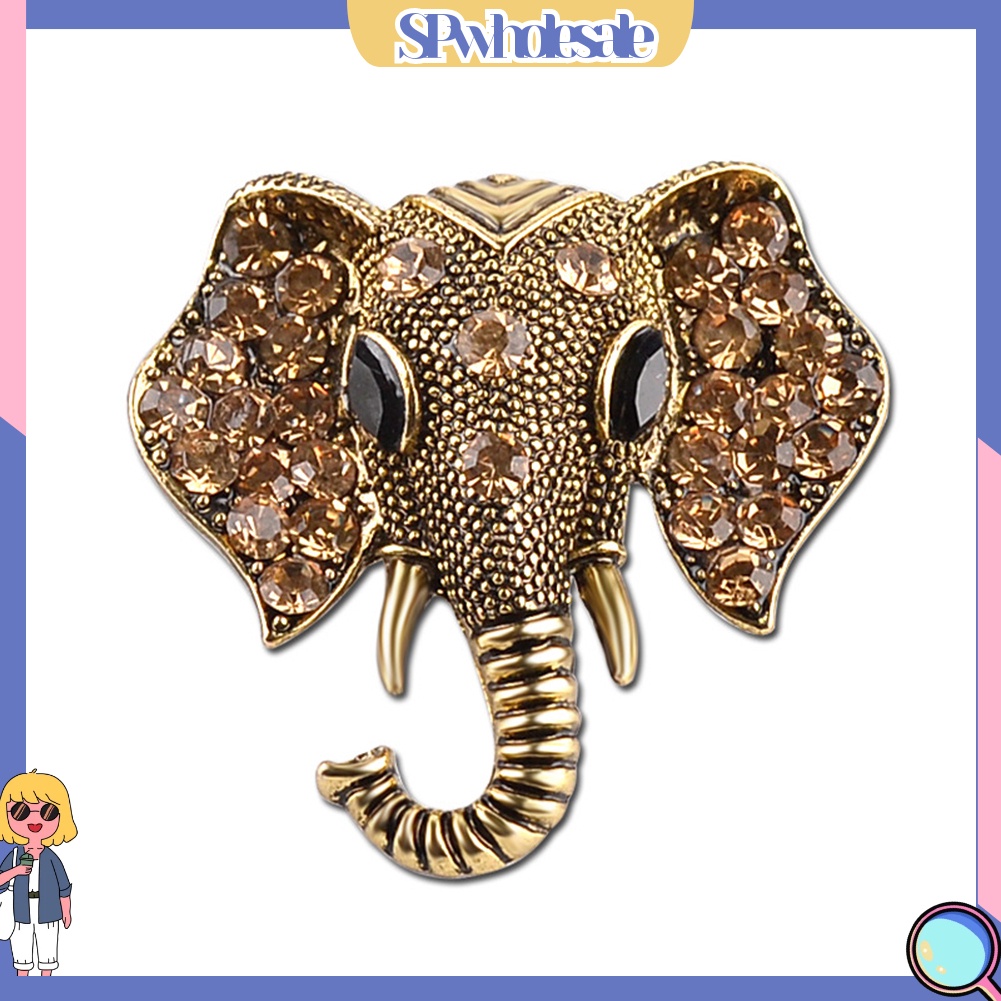 {SPwholesale} Ghim cài áo thiết kế hình đầu voi đính kim cương giả tinh tế