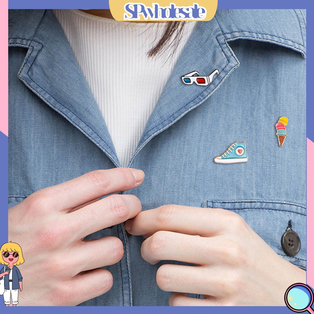 {SPwholesale} Bộ 3 trâm cài áo hợp kim hoạ tiết hoạt hình xinh xắn