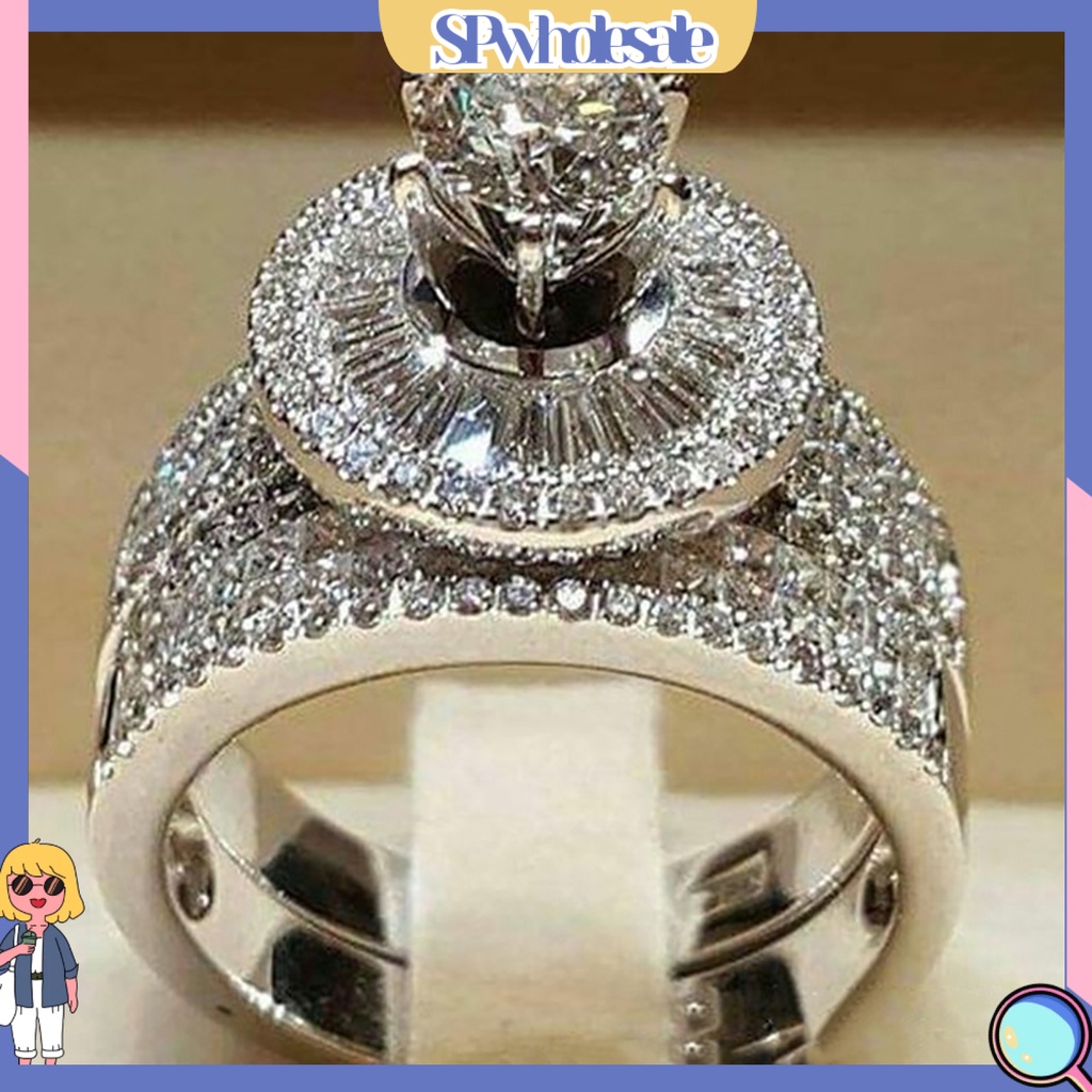 [SPwholesale] Set 2 nhẫn đá quý kim cương nhân tạo sang trọng