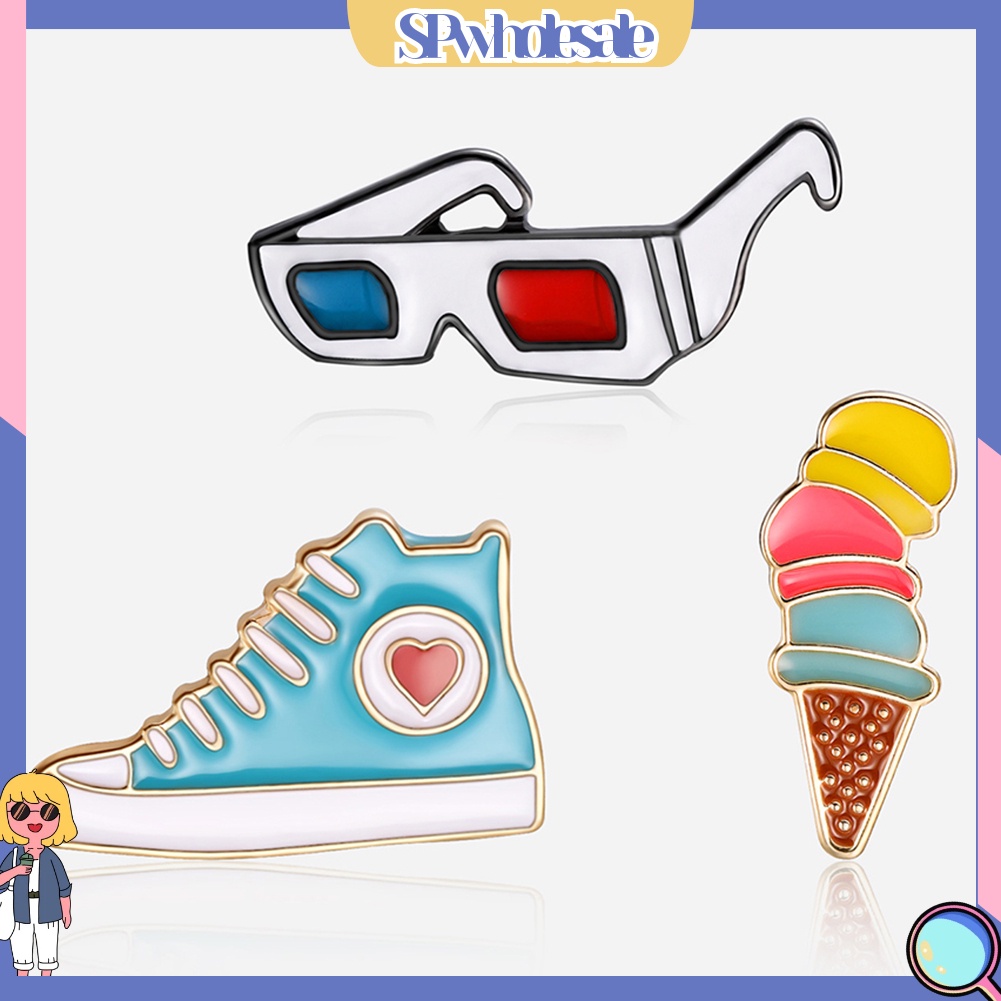 {SPwholesale} Bộ 3 trâm cài áo hợp kim hoạ tiết hoạt hình xinh xắn