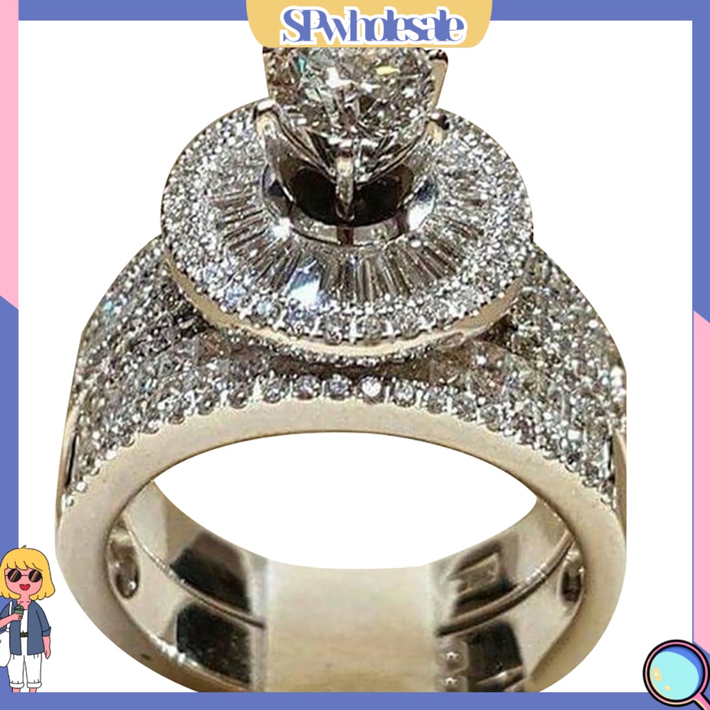 [SPwholesale] Set 2 nhẫn đá quý kim cương nhân tạo sang trọng