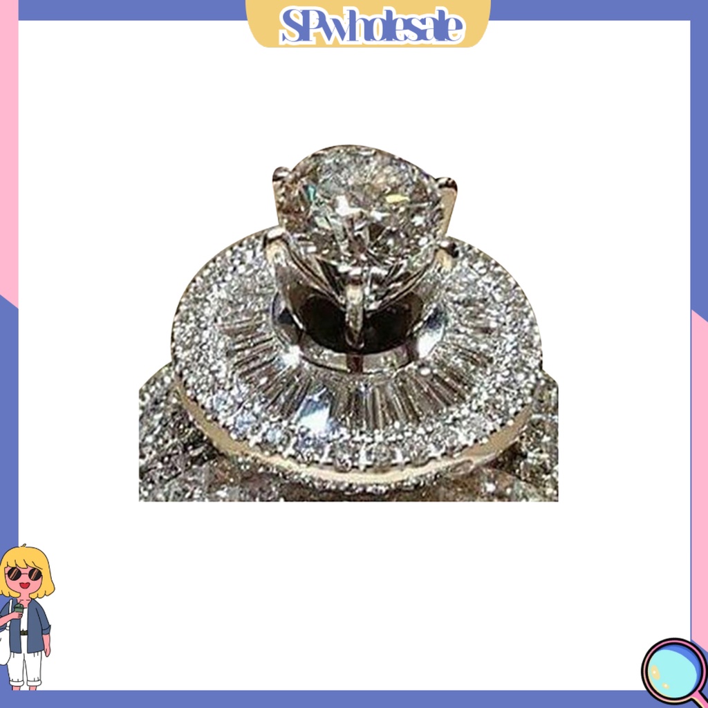 [SPwholesale] Set 2 nhẫn đá quý kim cương nhân tạo sang trọng