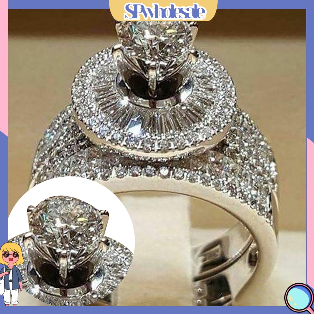 [SPwholesale] Set 2 nhẫn đá quý kim cương nhân tạo sang trọng