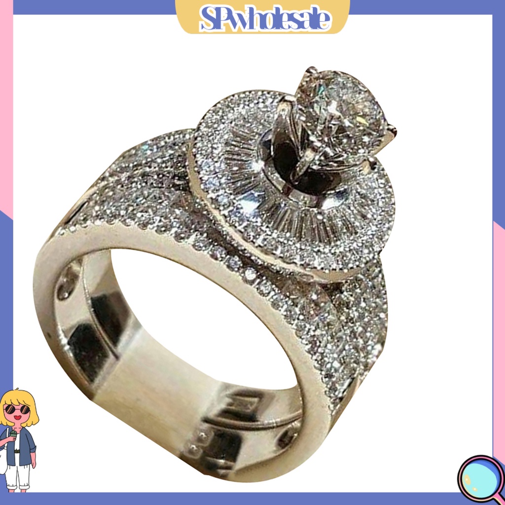 [SPwholesale] Set 2 nhẫn đá quý kim cương nhân tạo sang trọng