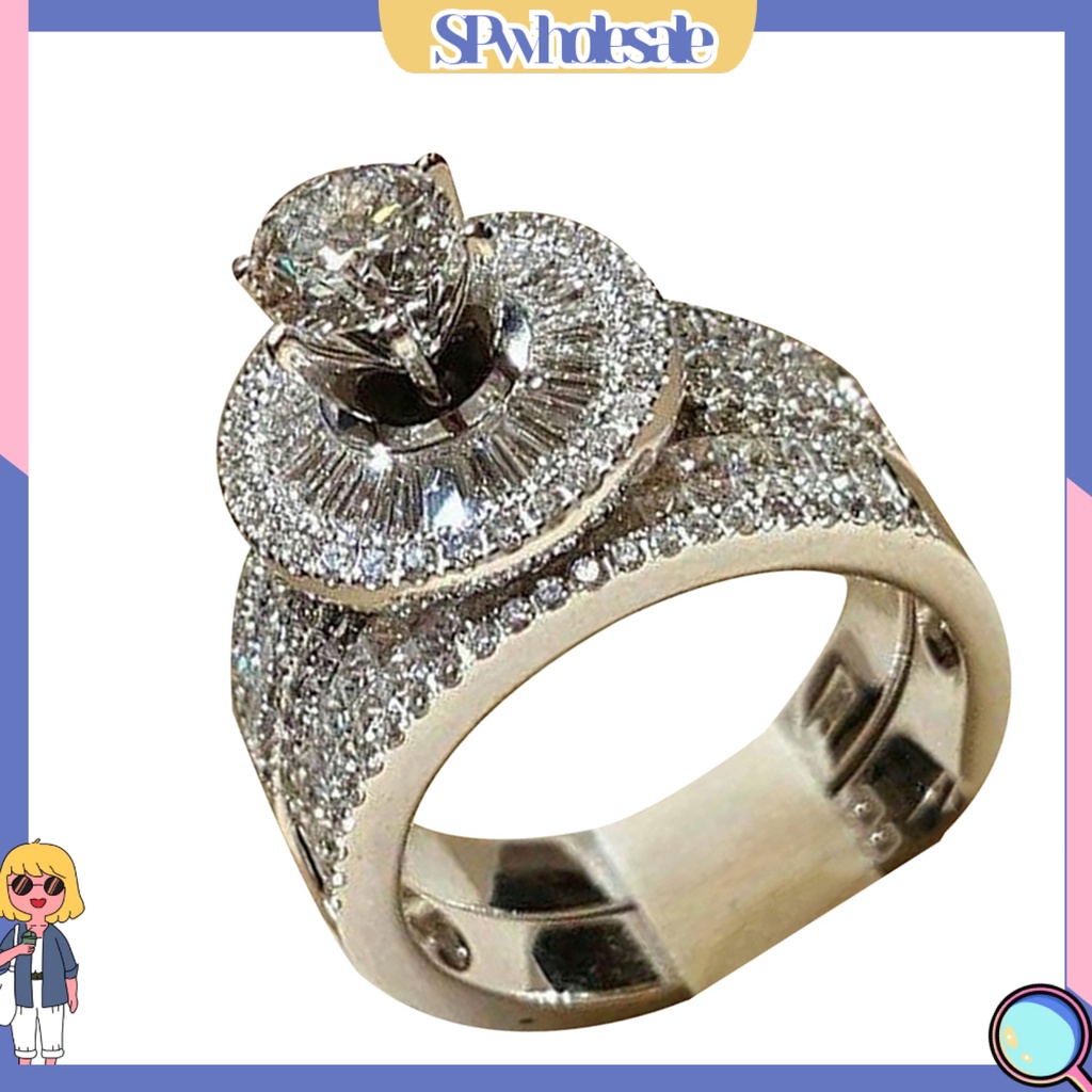 [SPwholesale] Set 2 nhẫn đá quý kim cương nhân tạo sang trọng