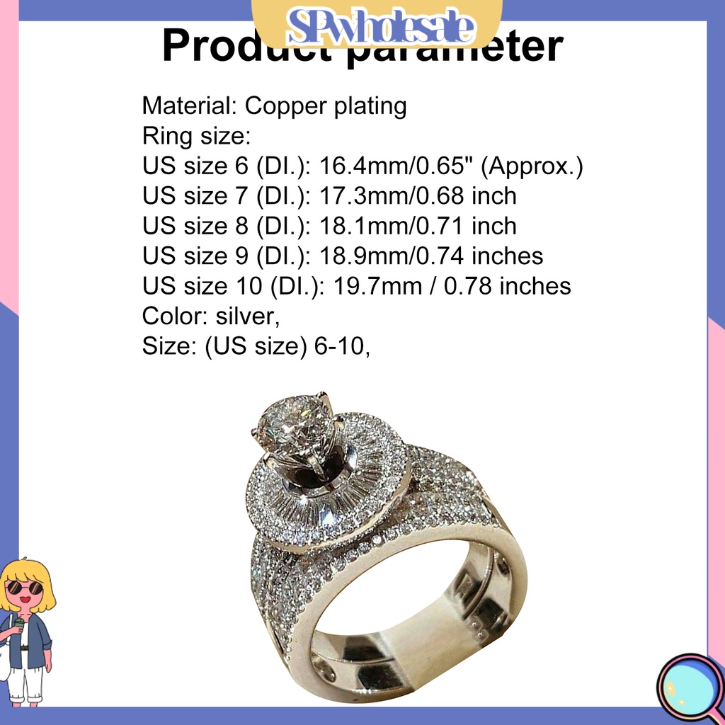 [SPwholesale] Set 2 nhẫn đá quý kim cương nhân tạo sang trọng