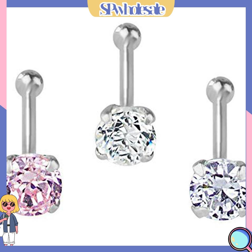 {SPwholesale} Set 3 khuyên xỏ mũi bằng thép không gỉ đính đá thời trang cá tính