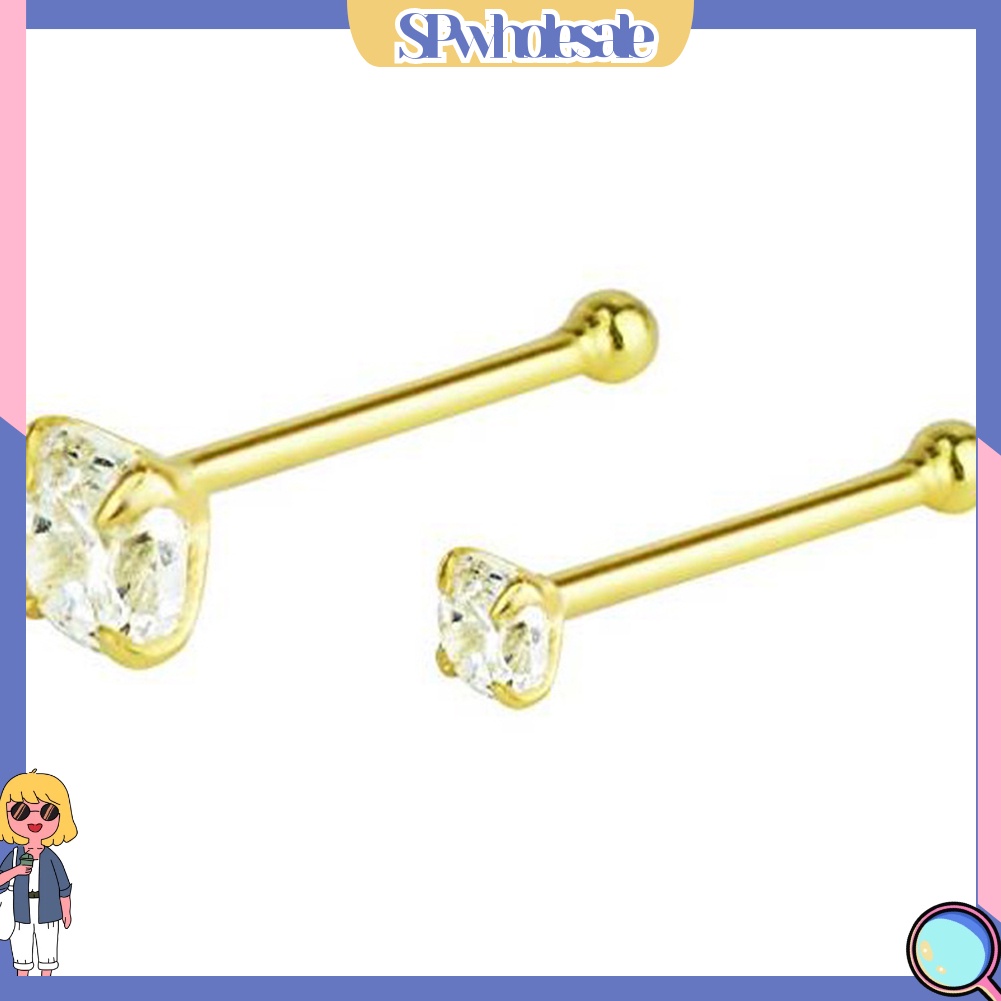 {SPwholesale} Set 3 khuyên xỏ mũi bằng thép không gỉ đính đá thời trang cá tính