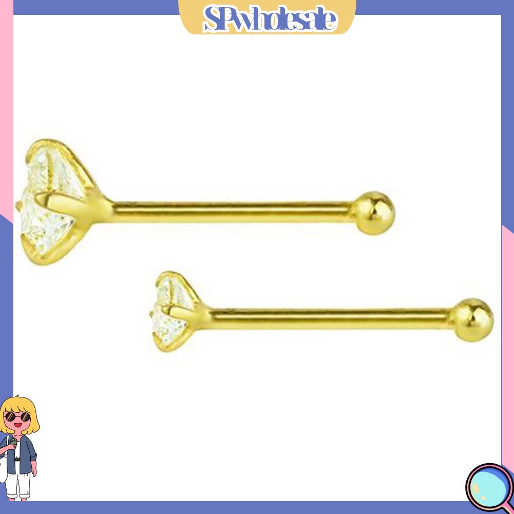 {SPwholesale} Set 3 khuyên xỏ mũi bằng thép không gỉ đính đá thời trang cá tính