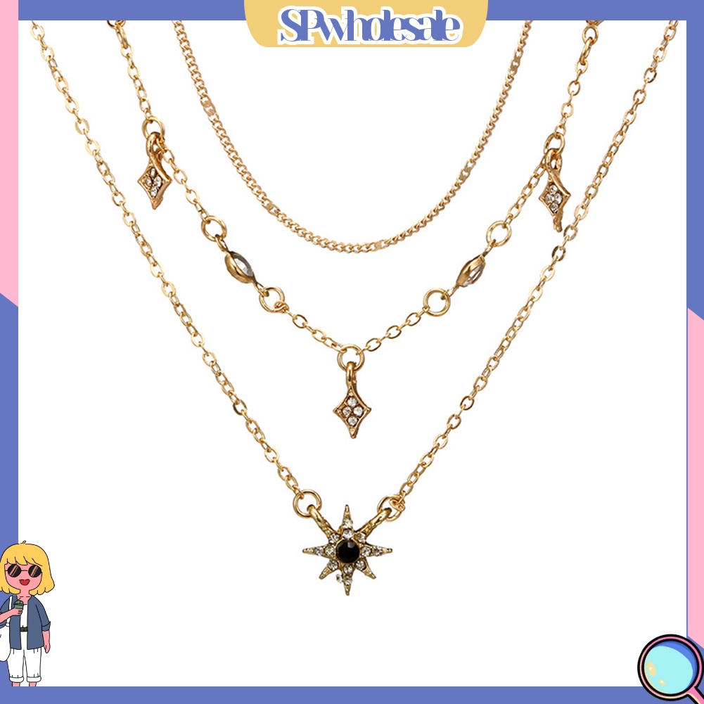 {SPwholesale} Dây chuyền nhiều lớp mặt hình ngôi sao đính đá thời trang cho nữ