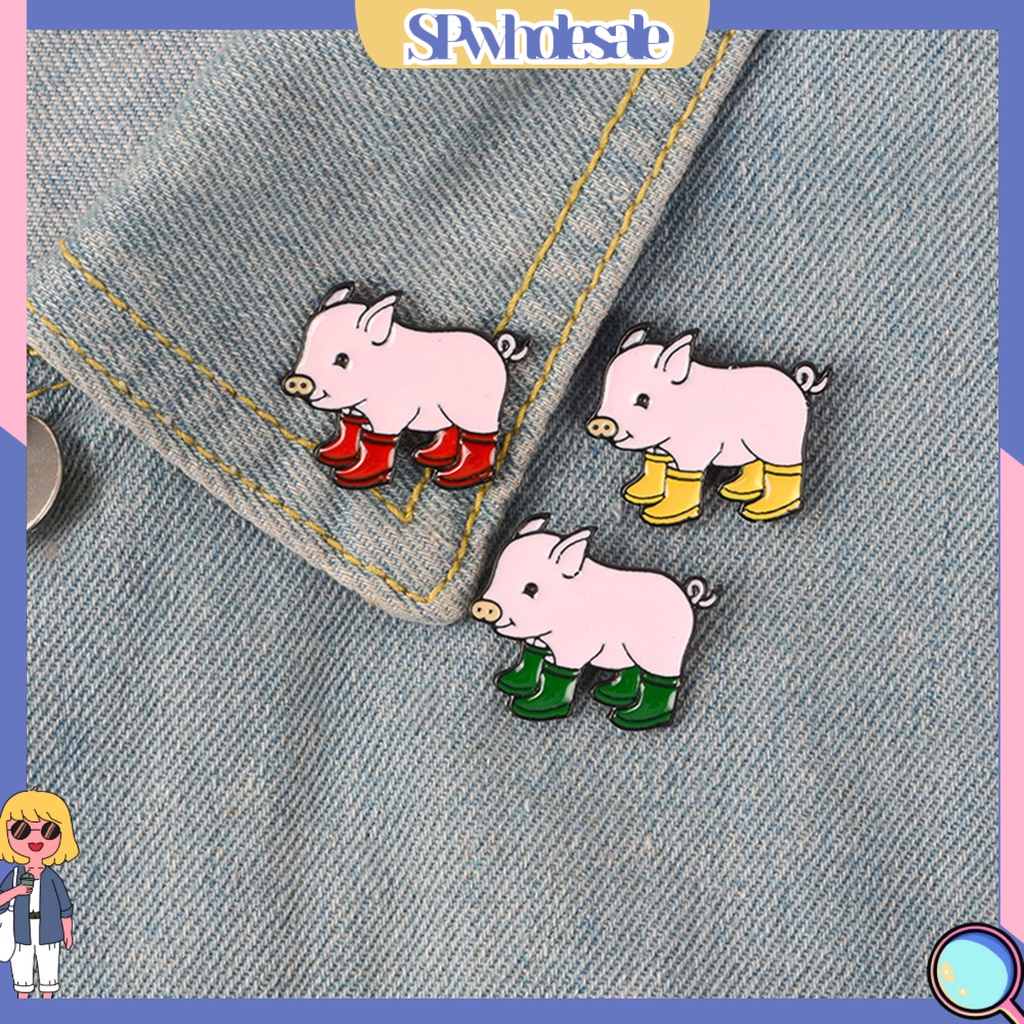 {SPwholesale} Ghim cài áo hình chú heo đeo giày dễ thương