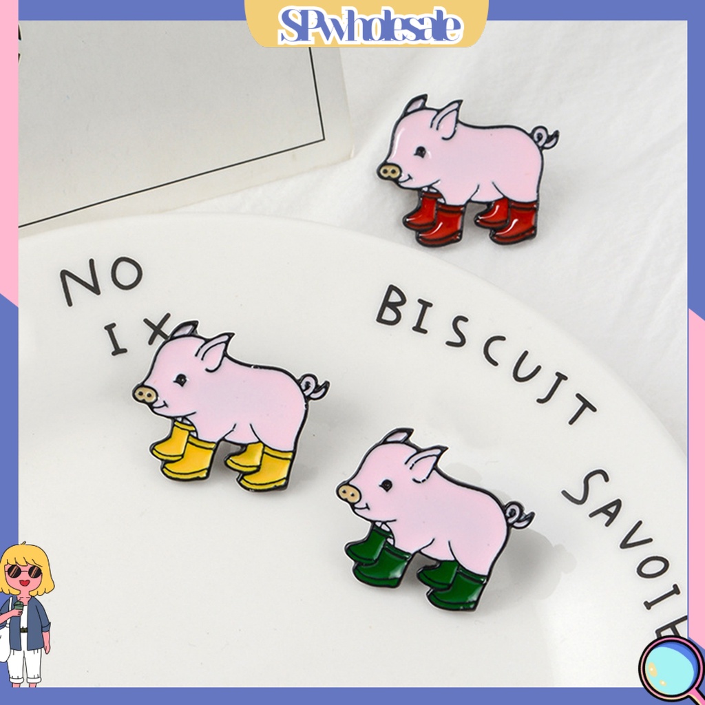 {SPwholesale} Ghim cài áo hình chú heo đeo giày dễ thương