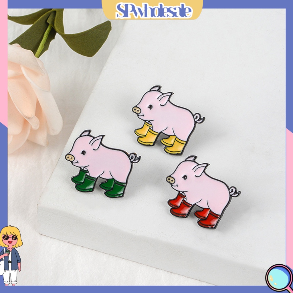 {SPwholesale} Ghim cài áo hình chú heo đeo giày dễ thương
