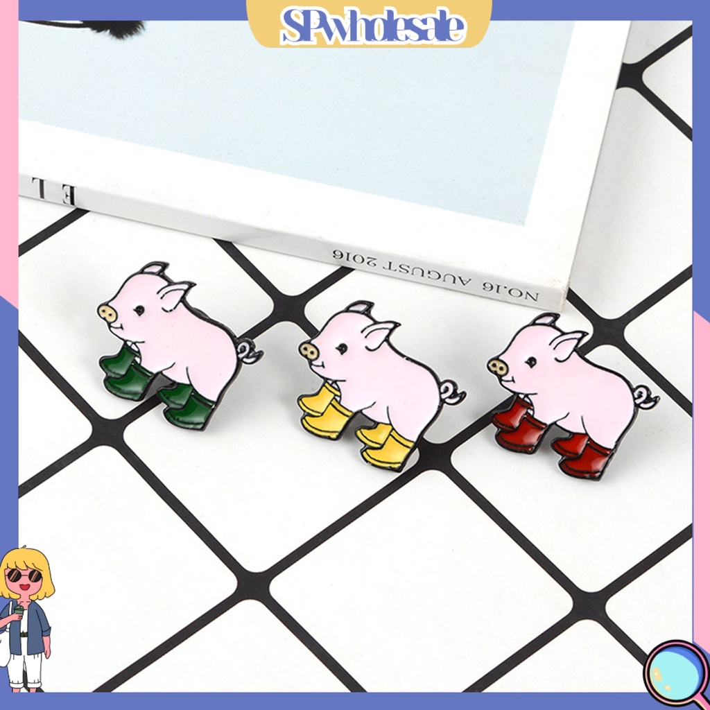 {SPwholesale} Ghim cài áo hình chú heo đeo giày dễ thương
