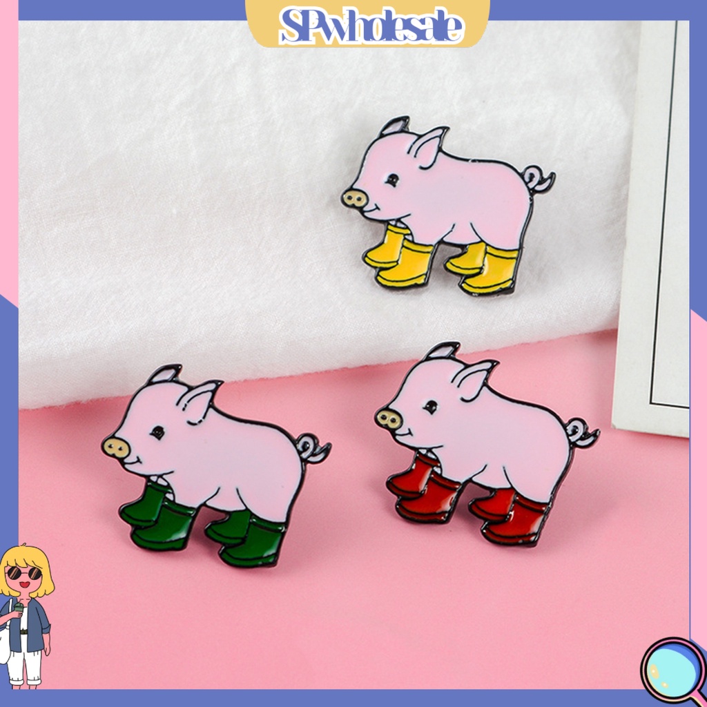 {SPwholesale} Ghim cài áo hình chú heo đeo giày dễ thương