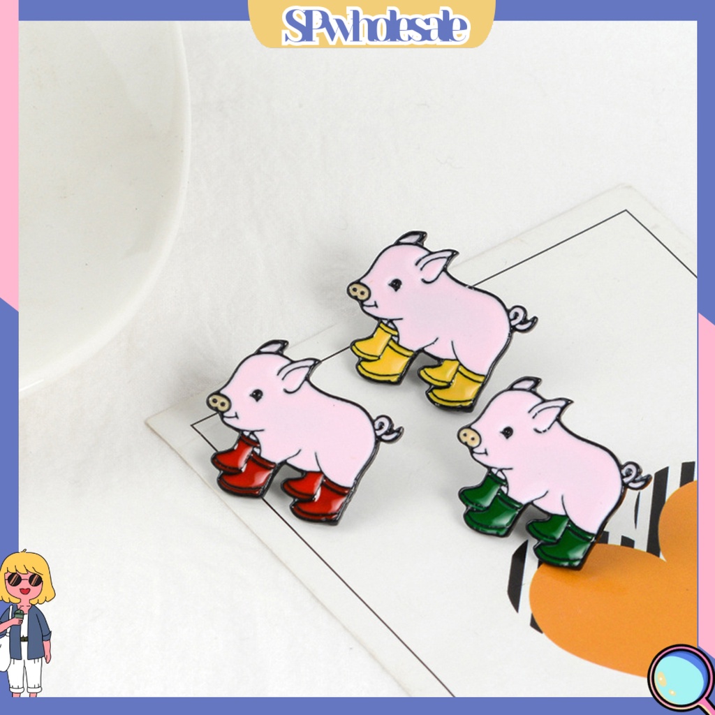 {SPwholesale} Ghim cài áo hình chú heo đeo giày dễ thương