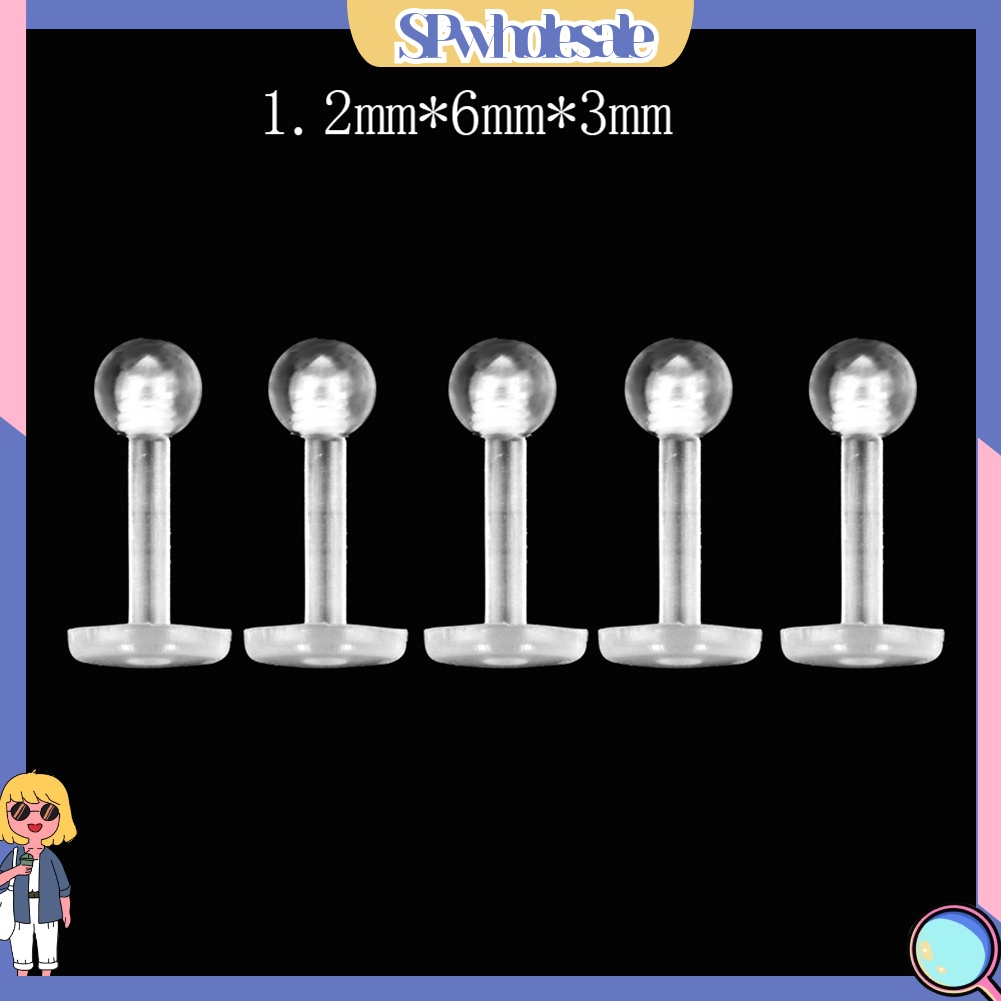 SPwholesale| Set 5 khuyên môi bằng nhựa trong suốt thời trang cá tính