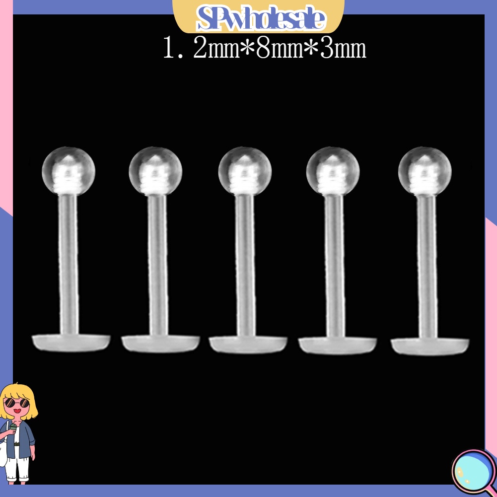 SPwholesale| Set 5 khuyên môi bằng nhựa trong suốt thời trang cá tính